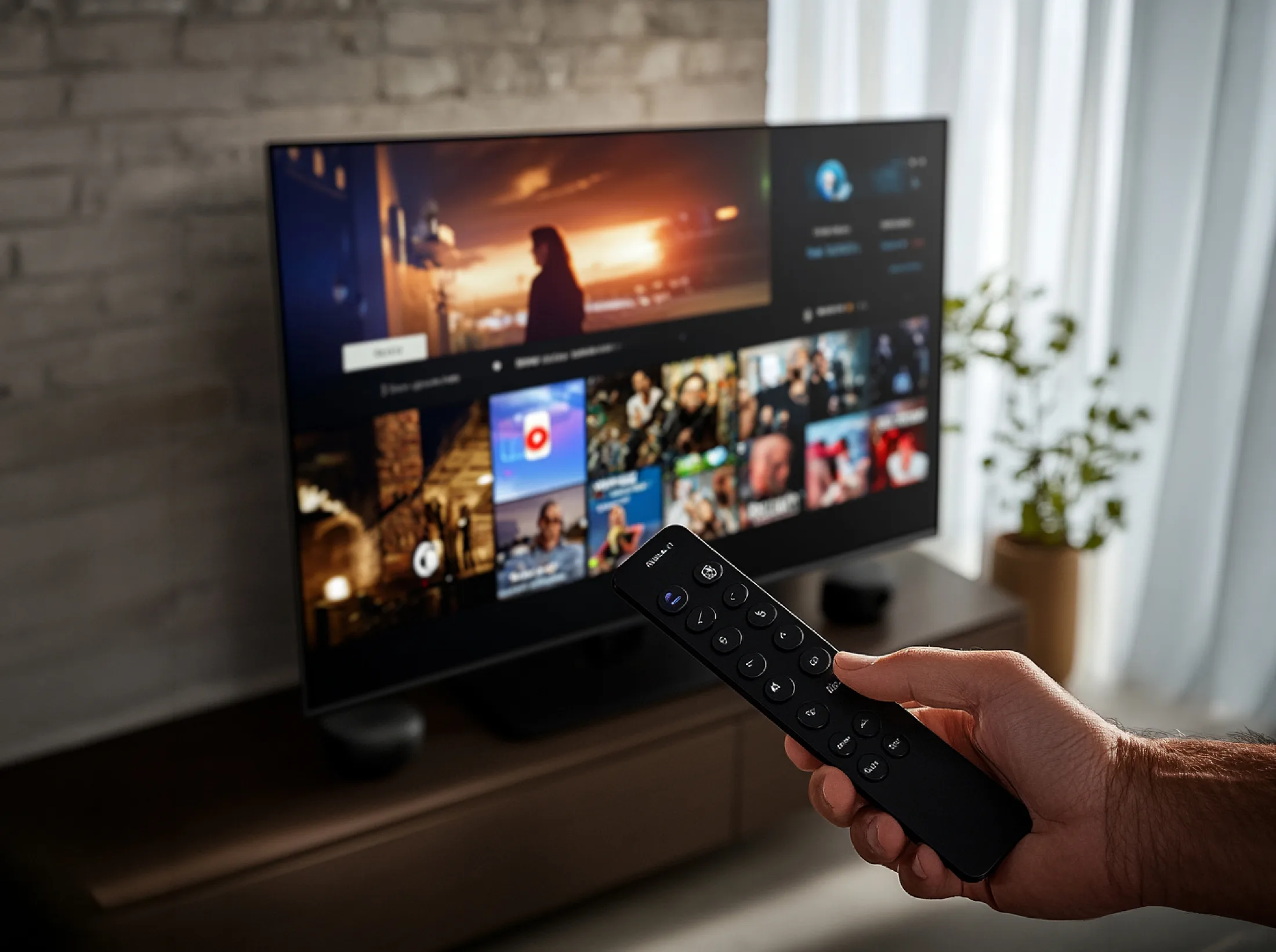 Persona disfrutando de streaming TV con canales latinos, películas, series y TV en vivo mediante internet residencial de alta velocidad en Estados Unidos.